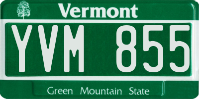 VT license plate YVM855