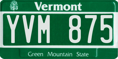 VT license plate YVM875