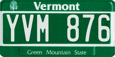 VT license plate YVM876