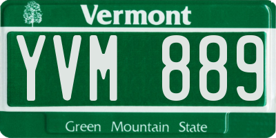 VT license plate YVM889