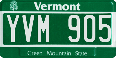 VT license plate YVM905