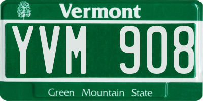 VT license plate YVM908
