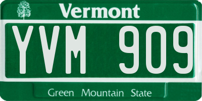VT license plate YVM909