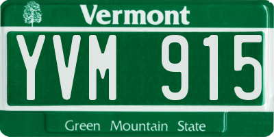 VT license plate YVM915
