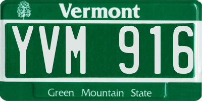VT license plate YVM916