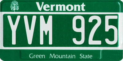 VT license plate YVM925