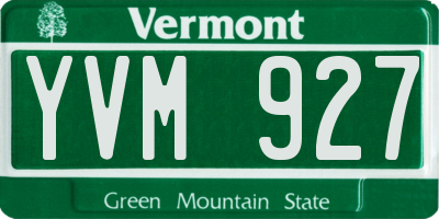 VT license plate YVM927