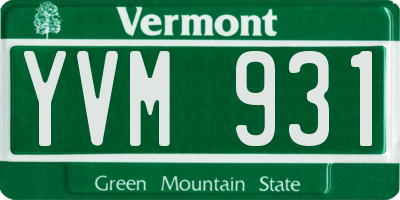 VT license plate YVM931
