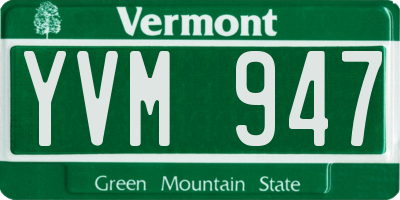 VT license plate YVM947