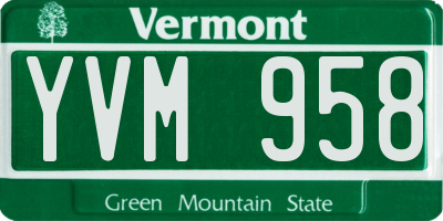 VT license plate YVM958