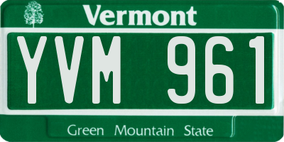 VT license plate YVM961