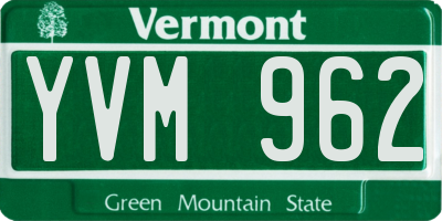 VT license plate YVM962