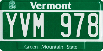 VT license plate YVM978