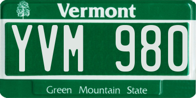 VT license plate YVM980