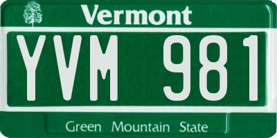 VT license plate YVM981
