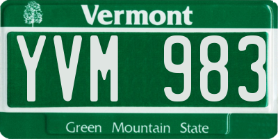 VT license plate YVM983