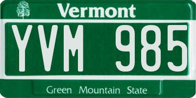 VT license plate YVM985