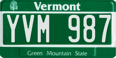 VT license plate YVM987