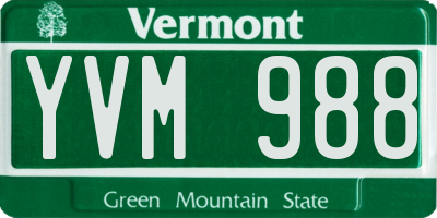 VT license plate YVM988
