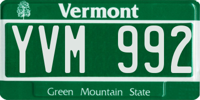 VT license plate YVM992