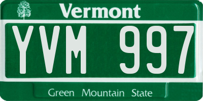 VT license plate YVM997