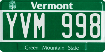 VT license plate YVM998