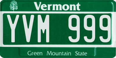 VT license plate YVM999