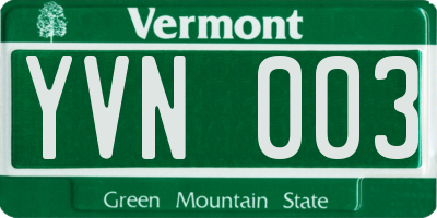 VT license plate YVN003