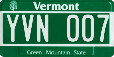 VT license plate YVN007