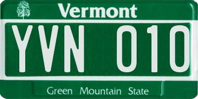 VT license plate YVN010