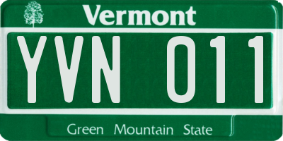 VT license plate YVN011
