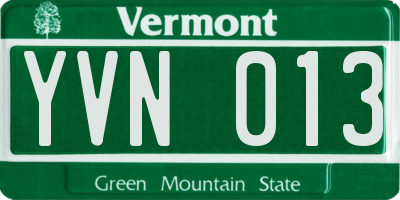 VT license plate YVN013