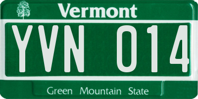 VT license plate YVN014