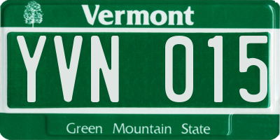 VT license plate YVN015