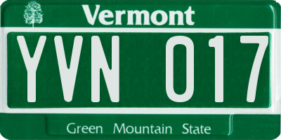 VT license plate YVN017