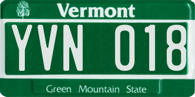 VT license plate YVN018