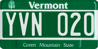 VT license plate YVN020