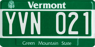VT license plate YVN021