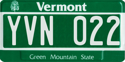 VT license plate YVN022