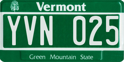 VT license plate YVN025
