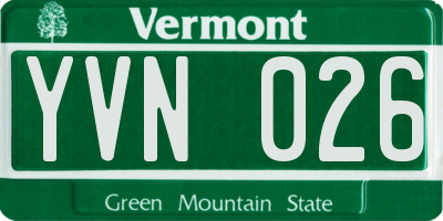 VT license plate YVN026