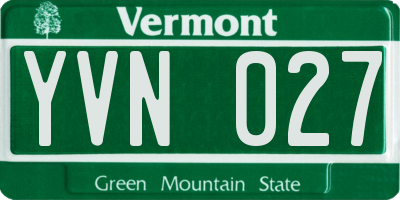 VT license plate YVN027