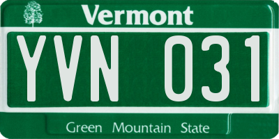 VT license plate YVN031