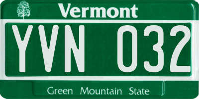 VT license plate YVN032