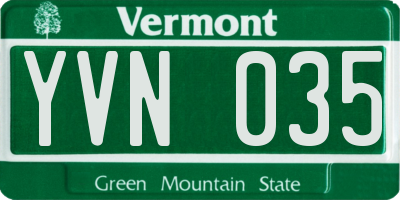 VT license plate YVN035