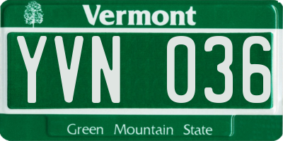 VT license plate YVN036