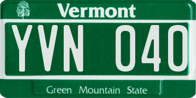 VT license plate YVN040