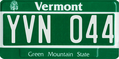 VT license plate YVN044