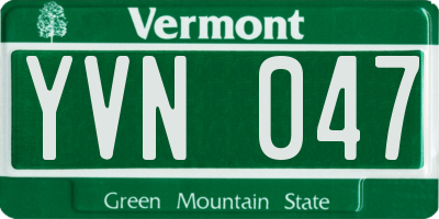 VT license plate YVN047