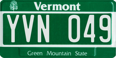 VT license plate YVN049